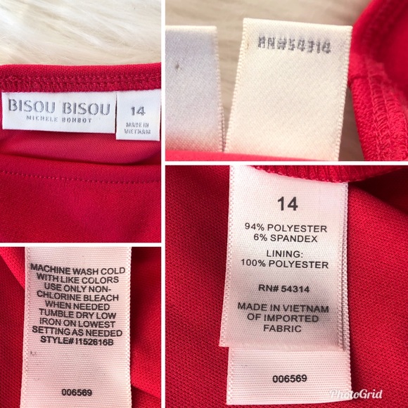 Bisou Bisou Red Hot Pink Sheath Cap Sleeve Dress, size 14 - Picture 8 of 8